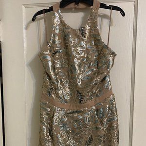 Sequin halter mini dress